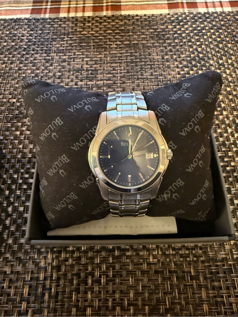 Bulova Silver-Tone Men's Watch with Blue Dial